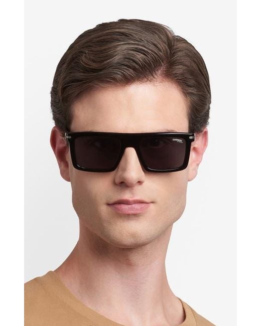 Carrera Black 54Mm Rectangular Flat Top Sunglasses for men