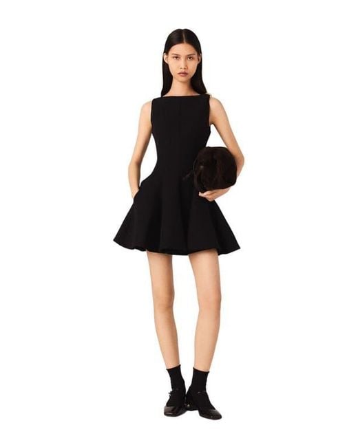 Maje Black Mini Flared Tweed Dress