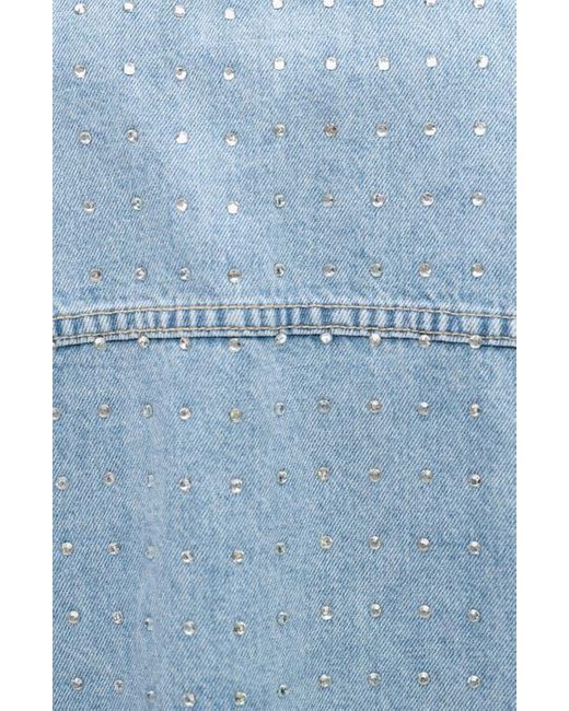 Bayeas Blue Oversize Rhinestone Denim Jacket