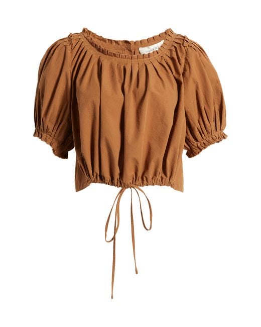 The Great Brown The Hills Drawstring Waist Cotton Blend Top