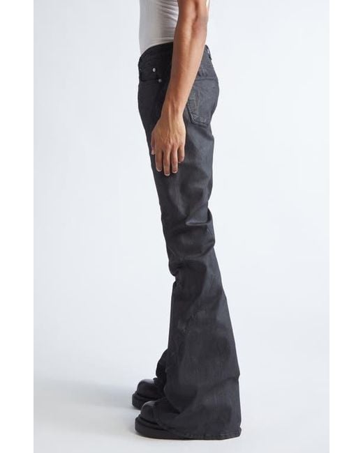 Rick Owens Bias Waxed Bootcut Jeans in Black for Men | Lyst