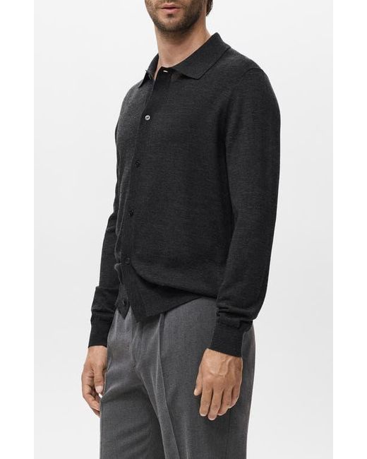 Mango Black Wool Cardigan for men