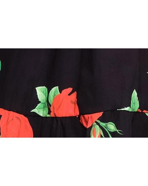 The Lulo Project Black Wings Of The West Floral Long Sleeve Stretch Cotton Dress