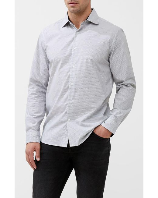 French Connection Gray Allover Print Button-up Shirt for men