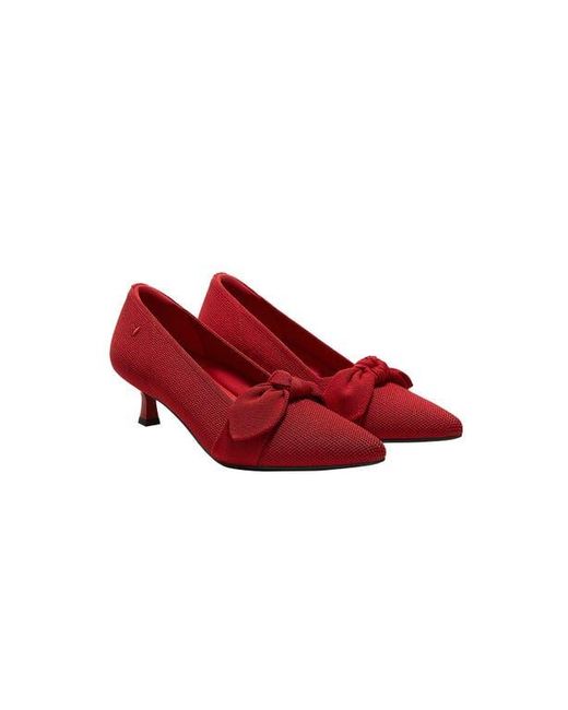 VIVAIA Red Pointed-Toe Bow Kitten Heels
