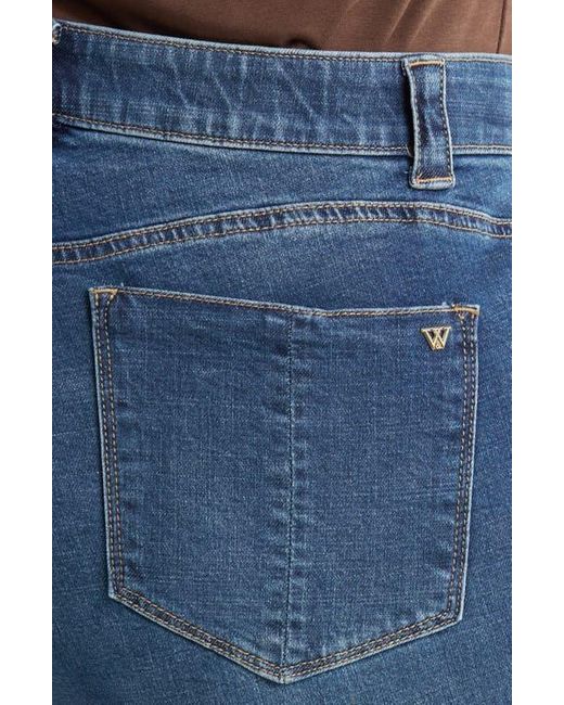 Wit & Wisdom Blue High Waist Frayed Cuff Hem Straight Leg Jeans