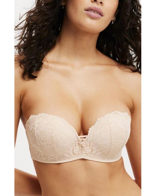 Cotton On Brown Everyday Lace Strapless Push Up 2 Bra
