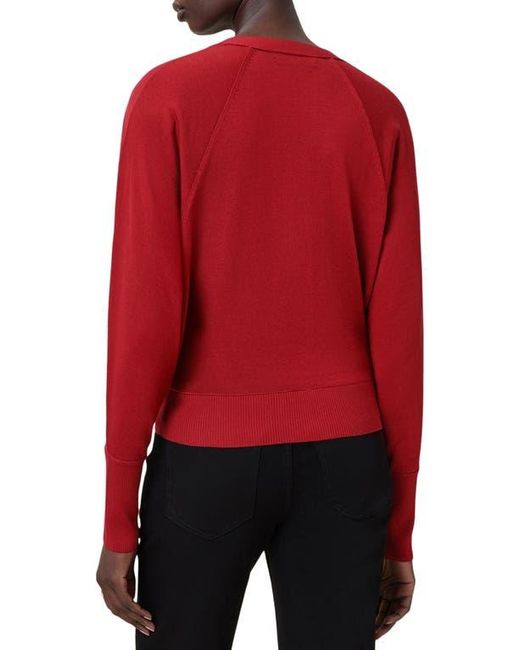 AllSaints Red Honor V Merino Wool Cardigan