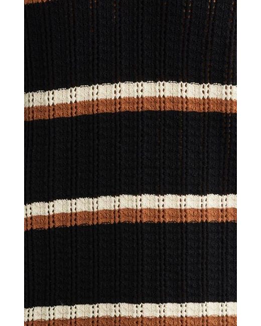 Percival Black Tessaro Stripe Open Knit Polo for men
