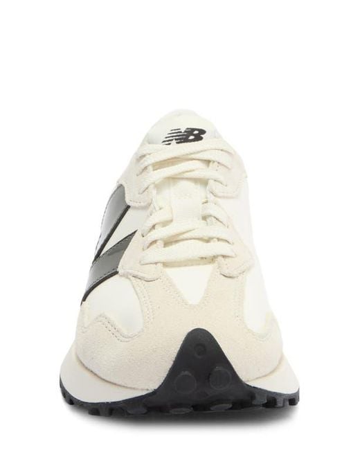New Balance White 327 Patent Sneaker