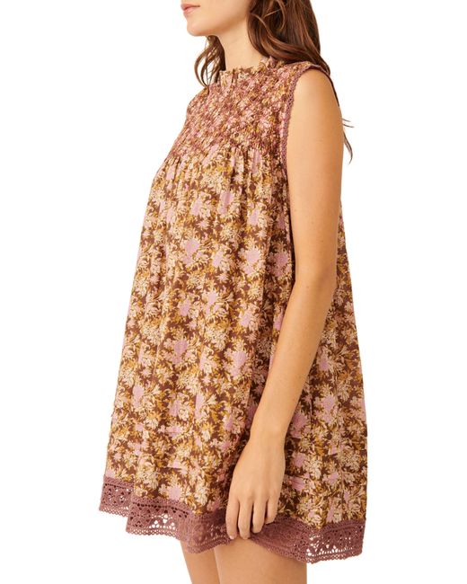 Free People Multicolor Shea Floral Cotton Blend Babydoll Dress
