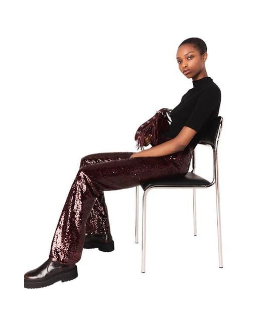 Maje Sequin-Embroidered Trousers