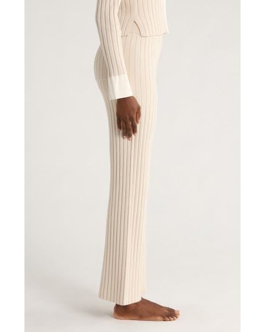 Lunya White Cozy Cotton Blend Rib Knit Pants