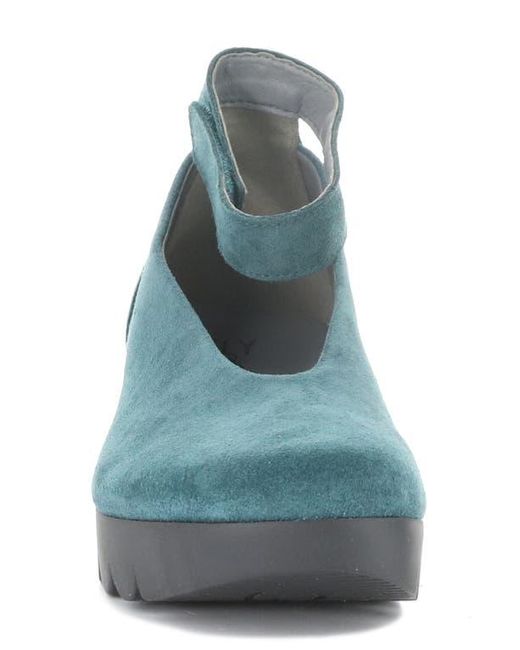 Fly London Blue Vily Ankle Strap Platform Wedge Pump