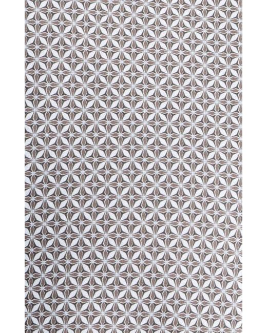 Stone Rose Gray Trim Fit Techno Stretch Diamond Geo Print Performance Button-Up Shirt for men