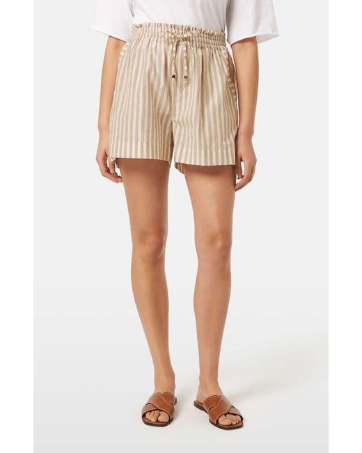 Scotch & Soda Natural High Waist Stripe Cotton Blend Drawstring Shorts
