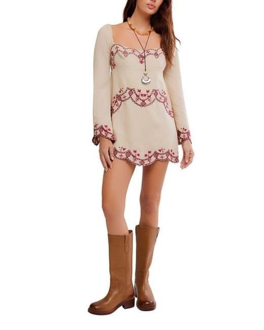 Free People Women's Natural Bali Marlene Floral Embroidered Minidress Free People Women's Natural Bali Marlene Floral Embroidered Minidress