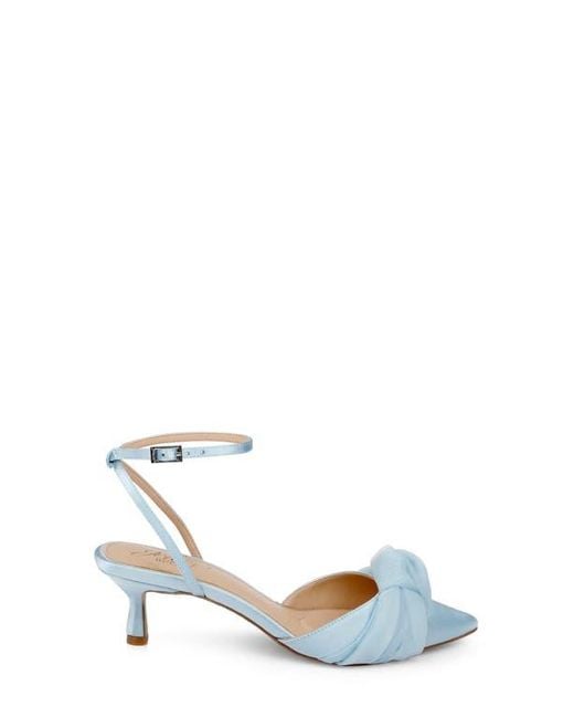 Badgley Mischka White Favor Ankle Strap Pointed Toe Kitten Heel Pump