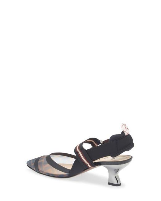 Fendi White Colibri Pointed Toe Slingback Pump