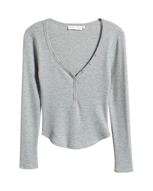 All In Favor Gray V-neck Waffle Stitch Top In At Nordstrom, Size Small