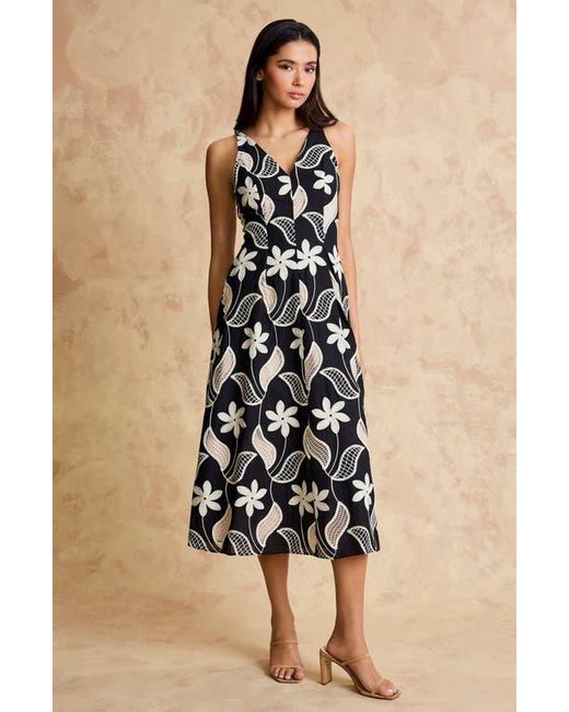 sachin and babi light blue dress TERI JON floral embroidery w sequins midi dress