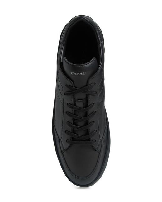 Canali Black Low Top Leather Sneaker for men