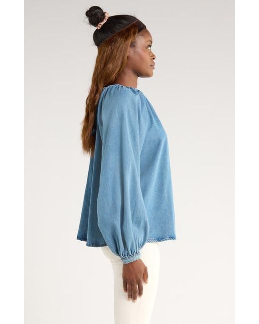 TOPSHOP Blue Puff Sleeve Denim Shirt