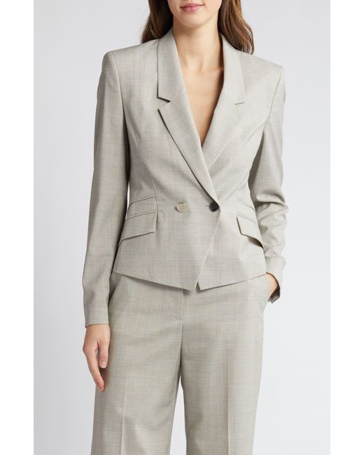 BOSS Jarinary Double Breasted Virgin Wool Blazer in Natural | Lyst