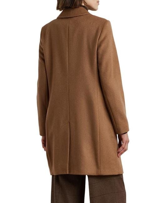 Ralph Lauren Longline Wool Blend Coat in Brown | Lyst