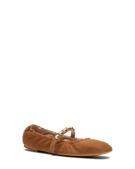 Stuart Weitzman Brown Goldie Stud Ballet Flat