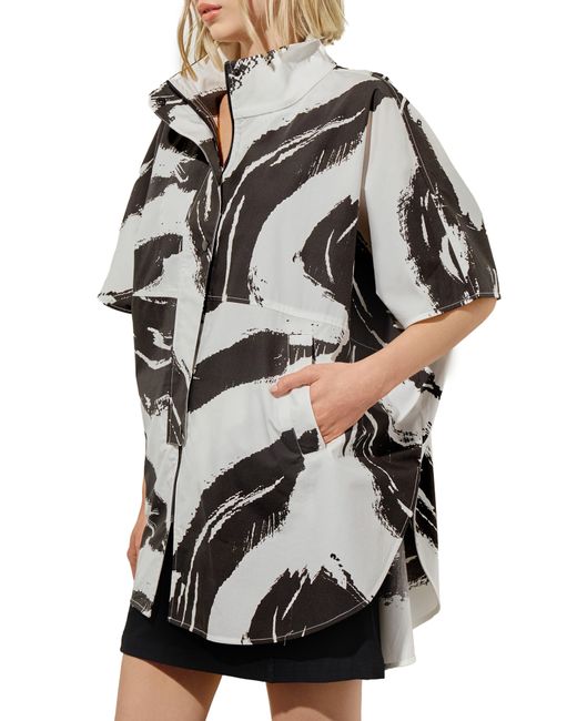 Ming Wang Gray Abstract Print Elbow Sleeve Cotton Jacket