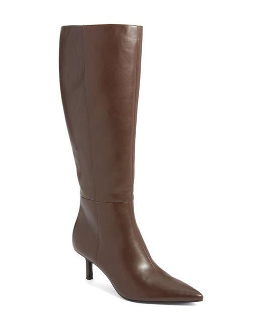 Open Edit Brown Elara Pointed Toe Knee High Boot