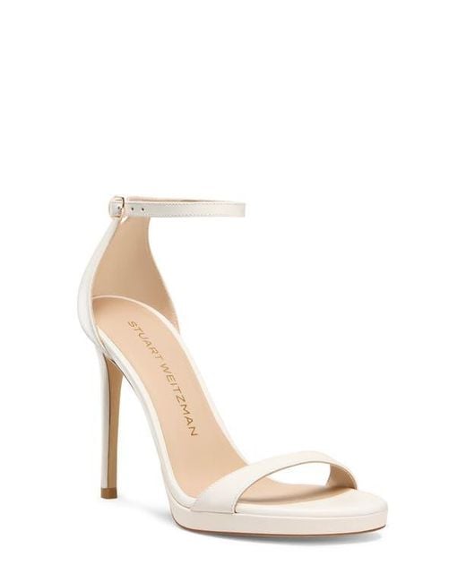 Stuart Weitzman White Nudist Platform Sandal