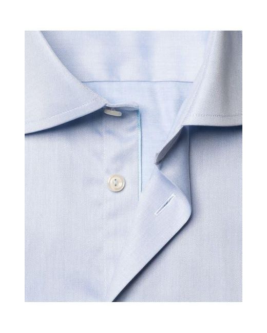 Eton of Sweden Blue Contemporary Fit Solid Cotton Dress Shirt for men