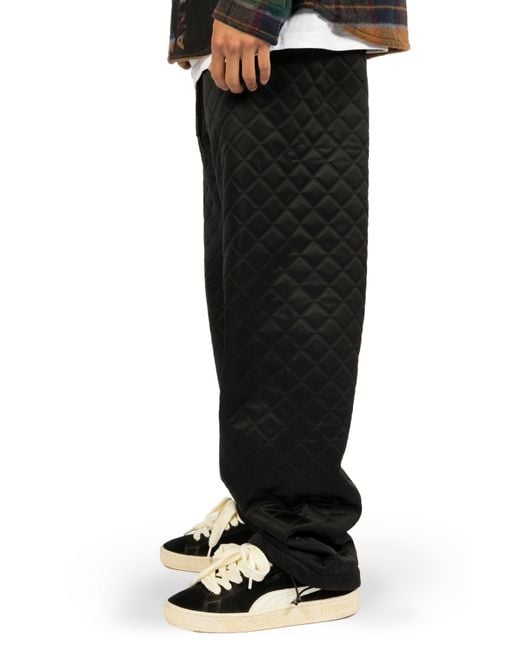 Pleasures Black Connect Oversize Quilted Drawstring Pants for men