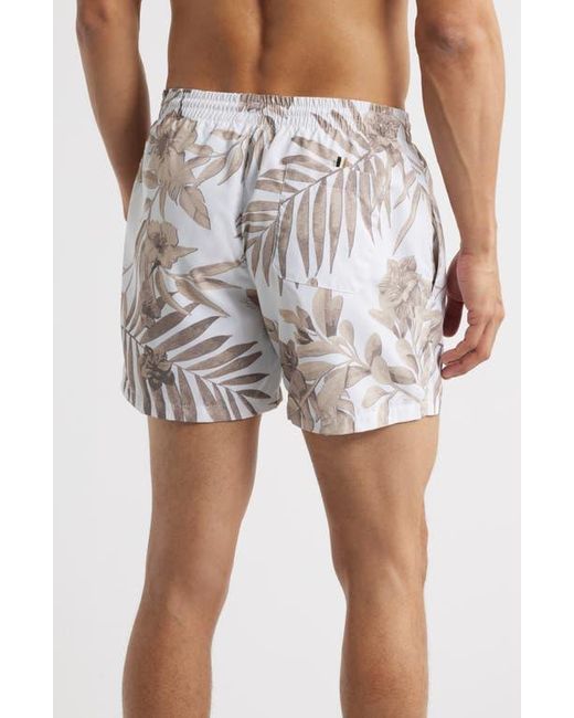 Boss White Piranha Floral Swim Trunks for men