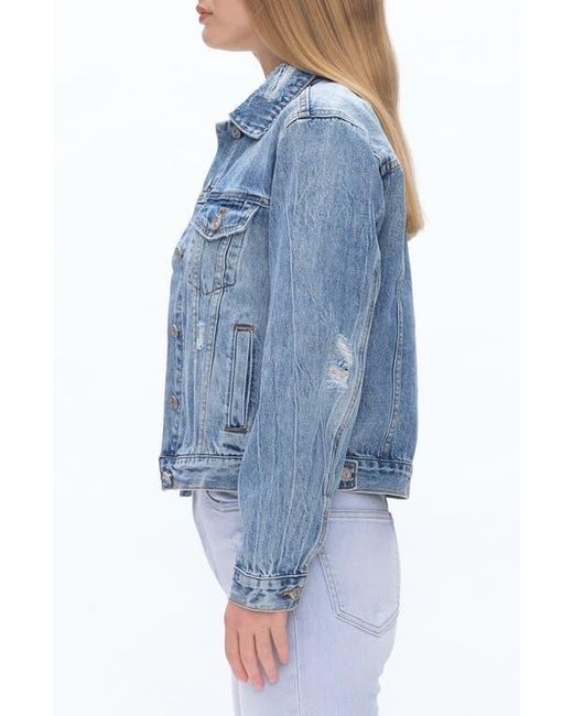 Bayeas Blue Distressed Denim Jacket