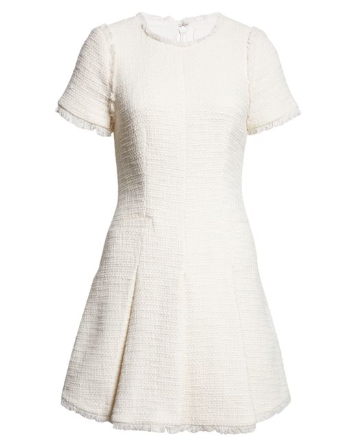Cinq À Sept White Nova Tweed Fit & Flare Dress