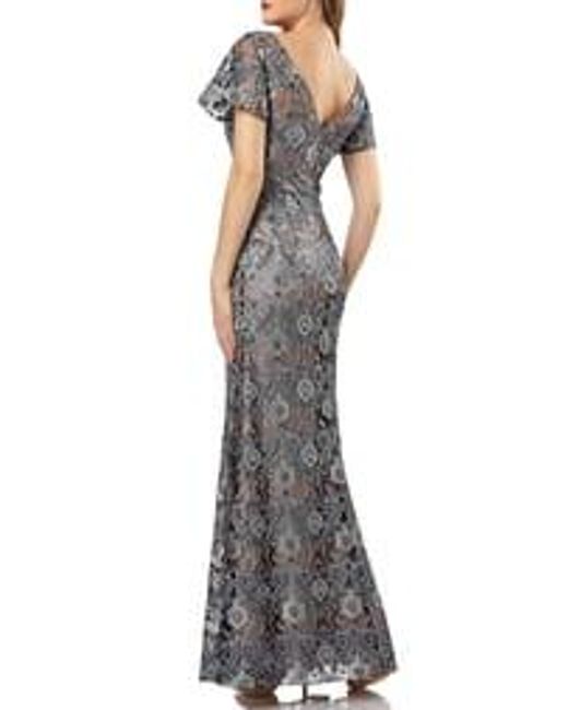js collections embroidered lace gown