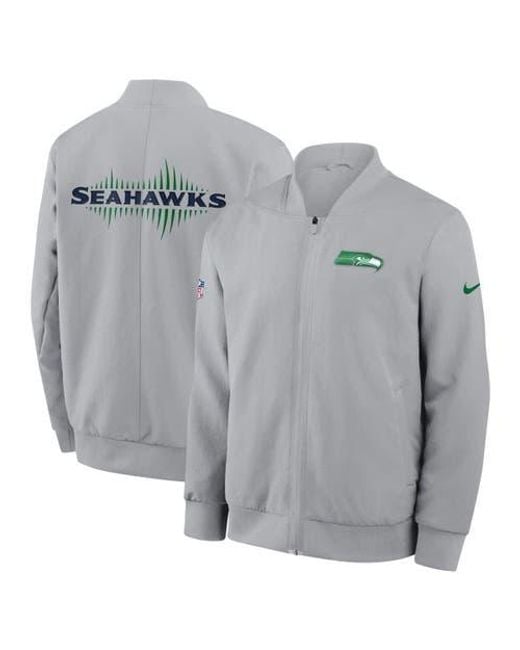 Nike Gray Wolf Seattle Seahawks 2025 Rivalries Collection Sideline Full-Zip Bomber Jacket for men