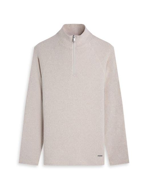 Bugatchi Gray Brushed Cotton Blend Quarter Zip Pullover for men