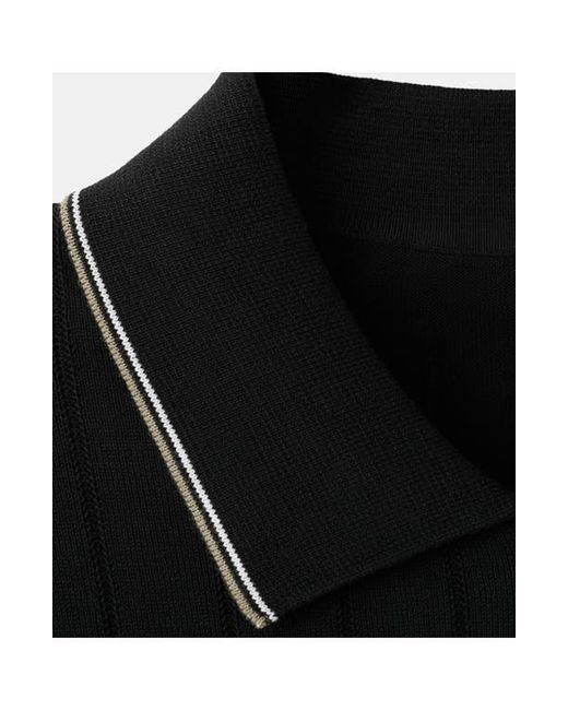Mango Black Zip Placket Polo for men