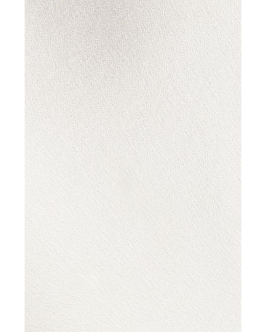 Saint Laurent White Scrunch Neck Shoulder Pad Silk Top