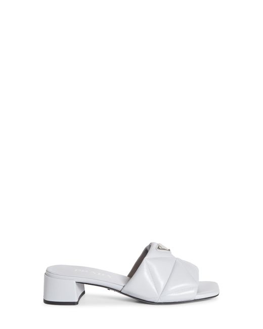 Prada White Diagram Slide Sandal