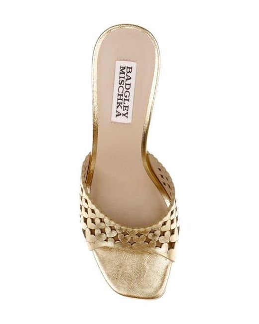 Badgley Mischka Metallic Omni Laser-Cut Heart Sandal