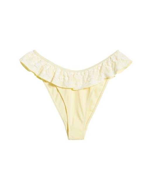 PacSun Yellow Annalise Lace Ruffle High Leg Bikini Bottoms