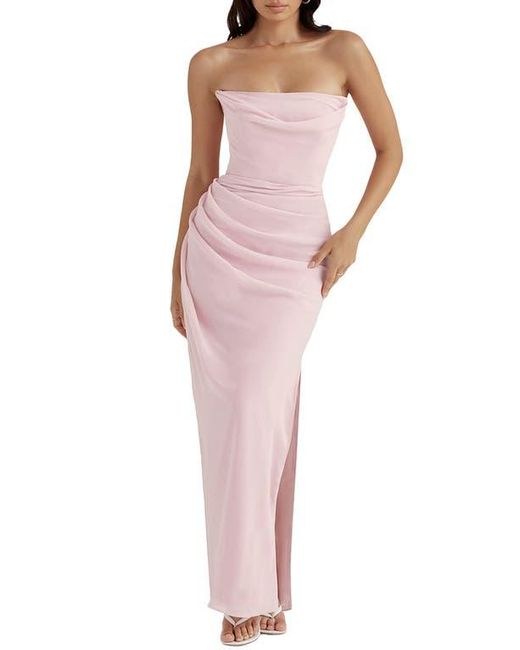 House Of Cb Multicolor Adrienne Satin Strapless Gown