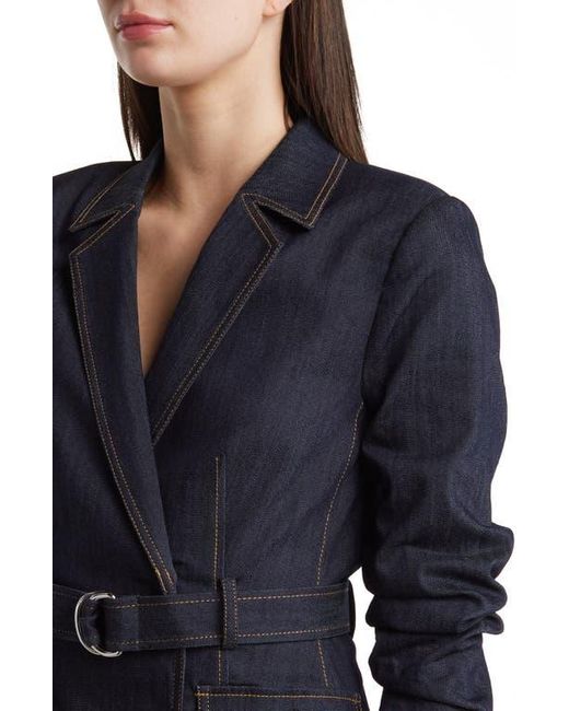 Cinq À Sept Blue Jenessa Belted Denim Blazer Dress