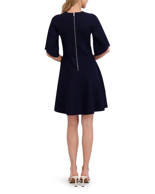 Ted Baker Blue Flutter Sleeve Fit & Flare Sweater Dress