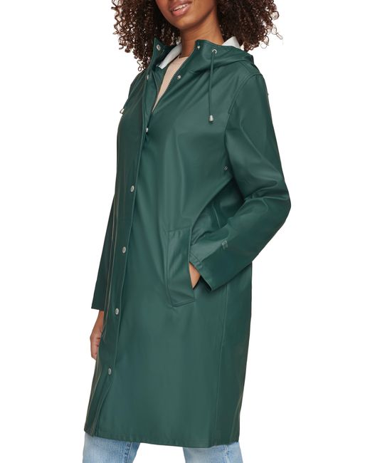 Levi's Water Resistant Hooded Long Rain Jacket in Green | Lyst